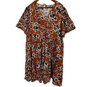 AVA+VIV Floral Tiered‎ Midi Dress Women's Size 3X